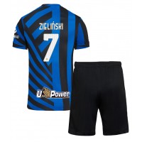 Inter Milan Piotr Zielinski #7 Domáci Detský futbalový dres 2024-25 Krátky Rukáv (+ trenírky)